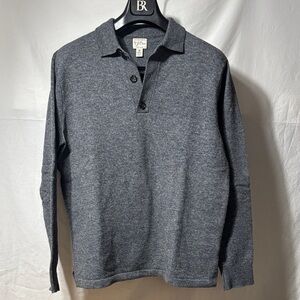 J. Crew Men's Heathered Charcoal Long-Sleeve Polo